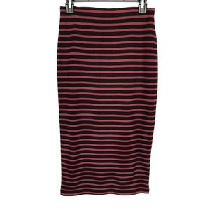 SANCTUARY Midi Knit Pencil Skirt | Black Burgundy